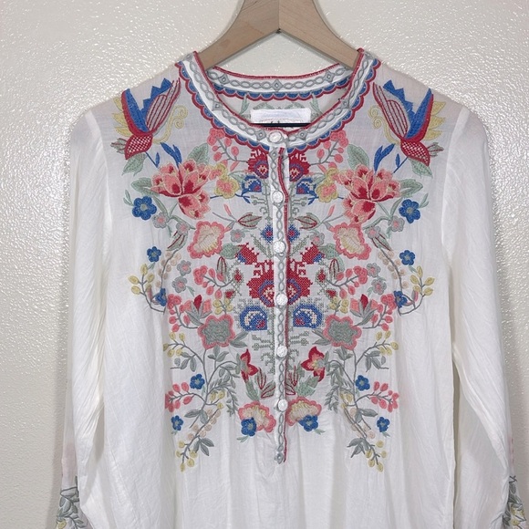 Johnny Was Biya  White Blouse with Elegant embroidery small - Picture 6 of 8